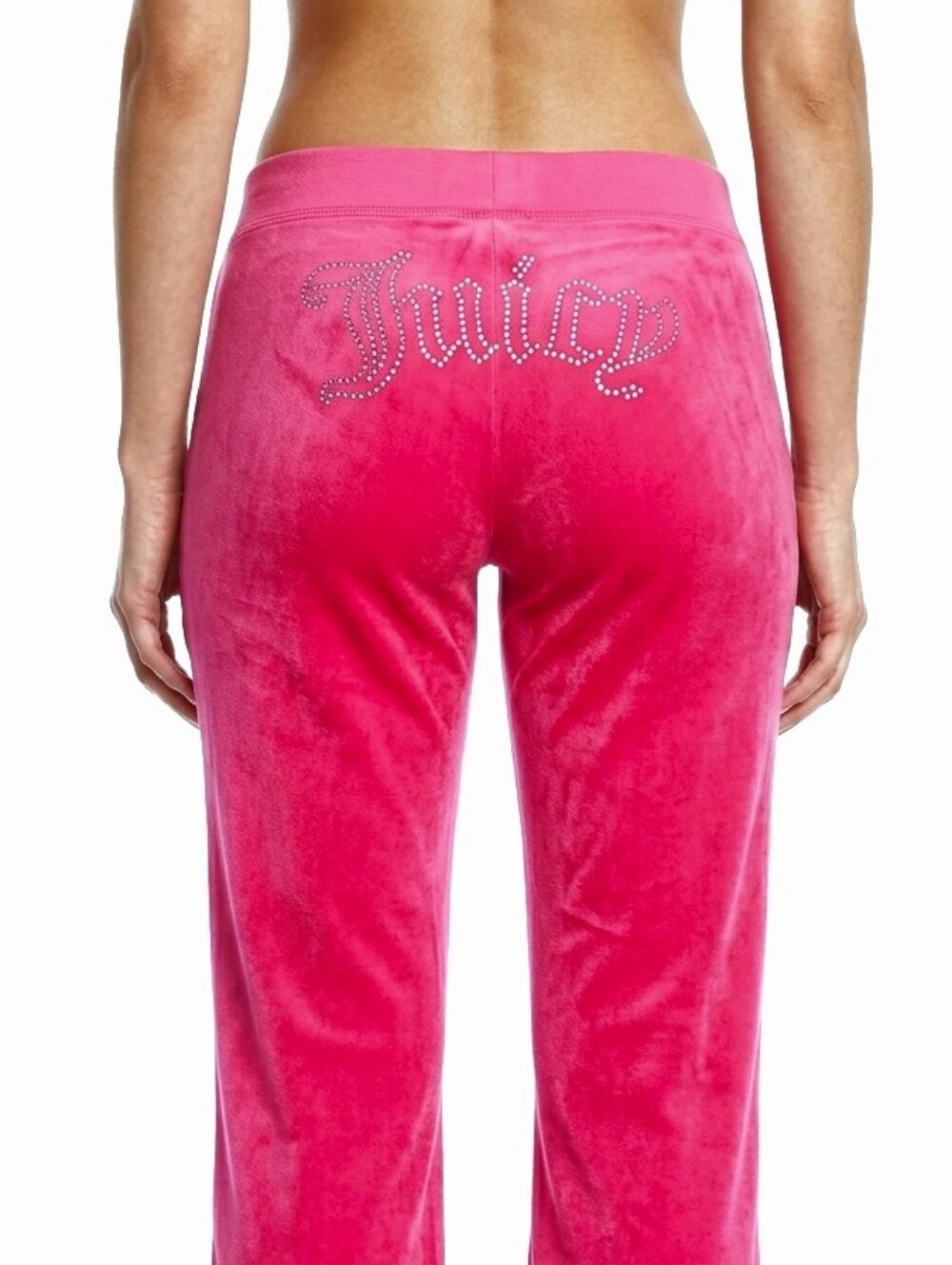 Juicy Couture Bling Studded Velour Track Pants Hot Pink Womens Size XL High Rise